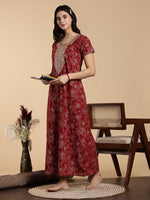 Heritage Maroon Grace Nighty for Women – Timeless Elegance in Every Stitch