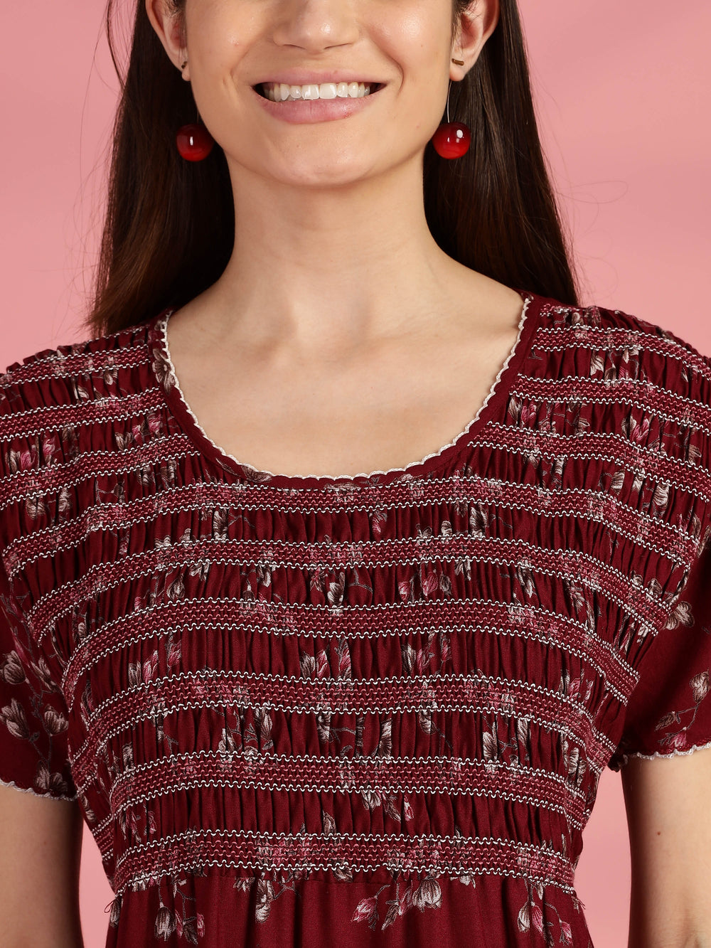 Maroon Chic Frock Type Nighty for Women