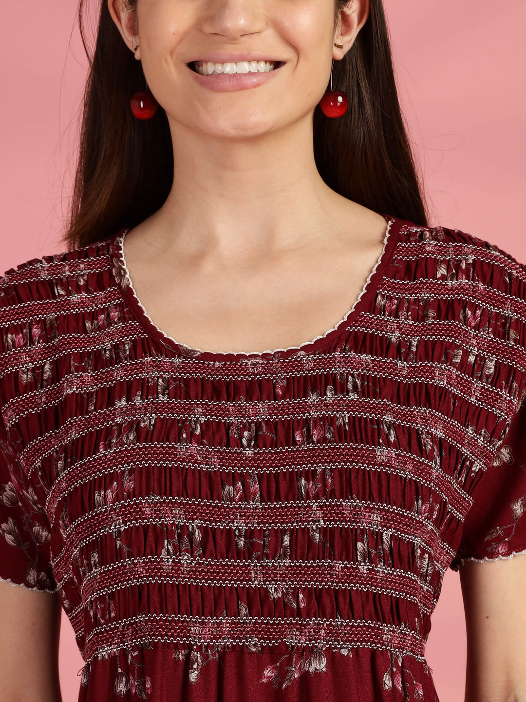 Maroon Chic Frock Type Nighty for Women