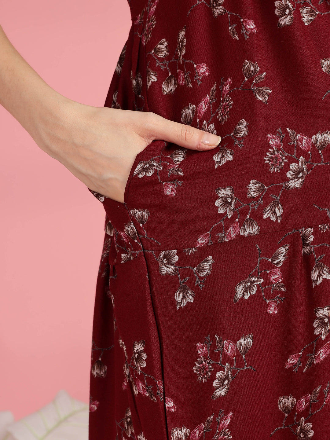 Maroon Chic Frock Type Nighty for Women