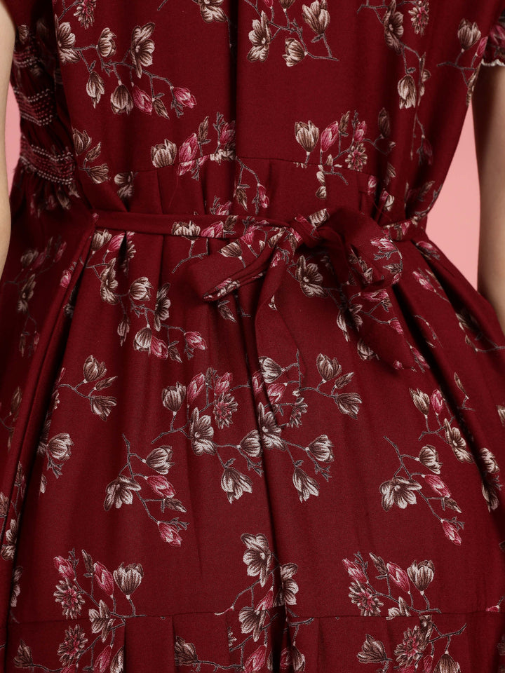 Maroon Chic Frock Type Nighty for Women