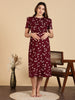 Maroon Stylish Zipless Maternity Feeding Nightwear for Women
