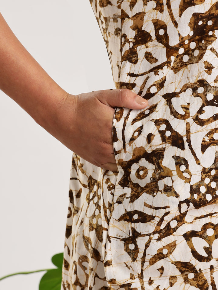 Mehendi Green Batik Print Nighty for Women