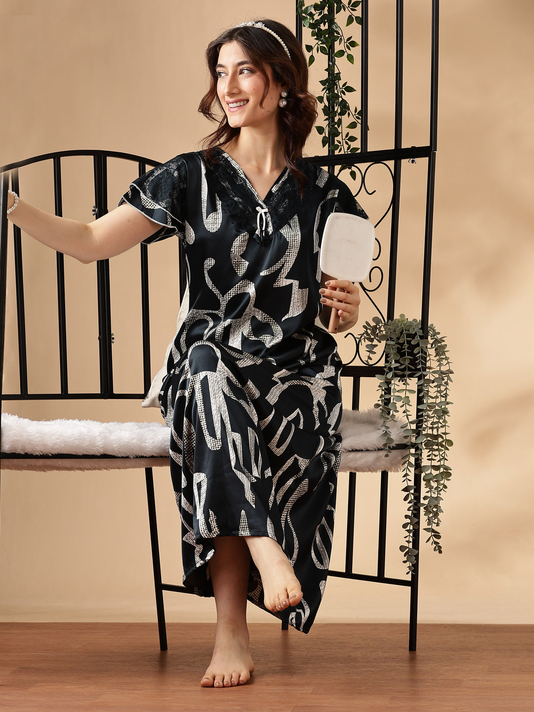Midnight Ink Branded Satin Nighty for Women