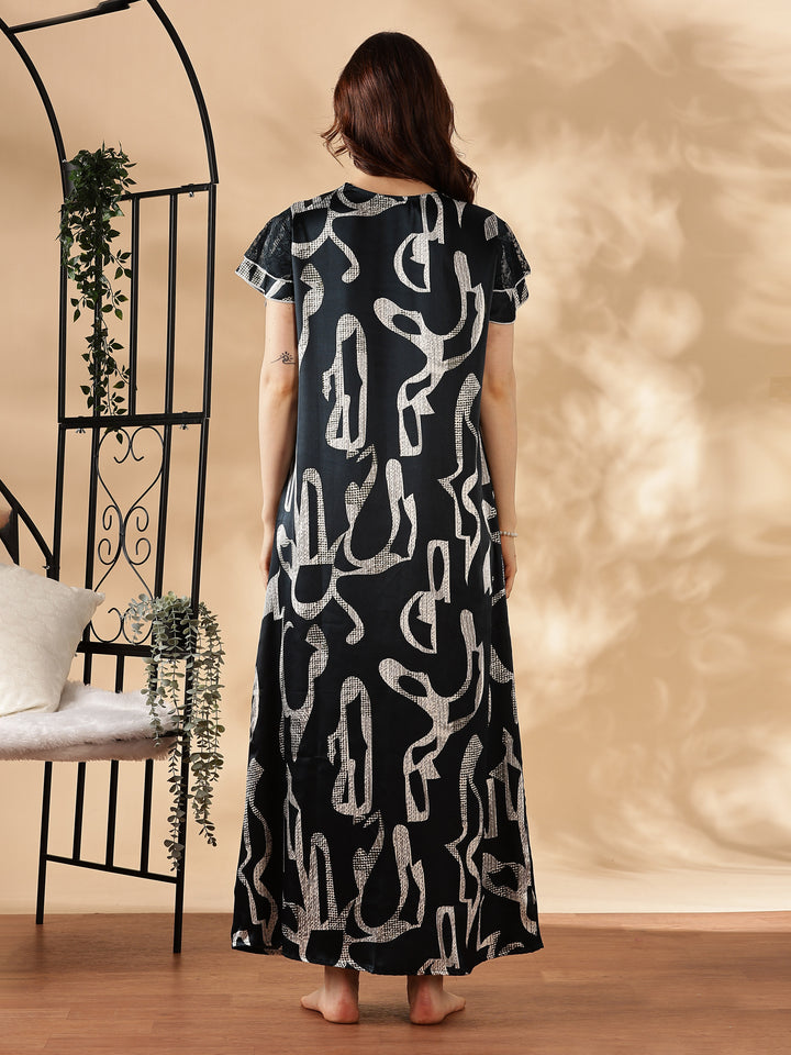 Midnight Ink Branded Satin Nighty for Women