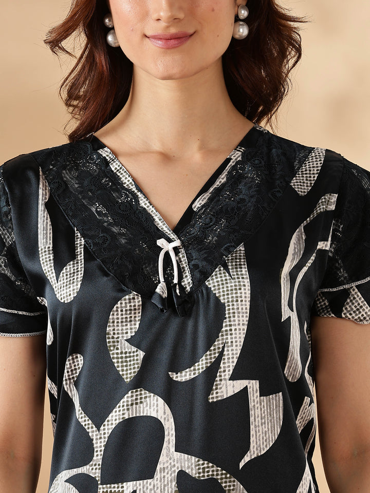 Midnight Ink Branded Satin Nighty for Women