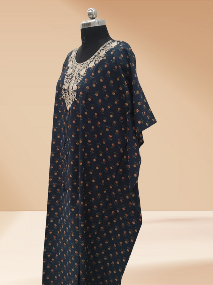 Navy Blue Branded Kaftan Cotton Nighty for Women