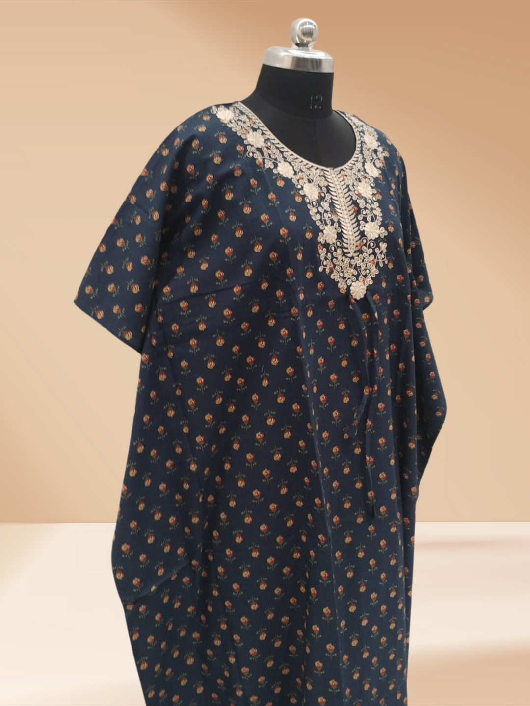 Navy Blue Branded Kaftan Cotton Nighty for Women