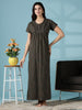 Dusty Olive Green Cotton Blend Designer Nighty for Women