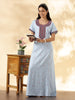 Alpine Embroidered Designer Nighty for Women in Pastel Blue Comfort Fit