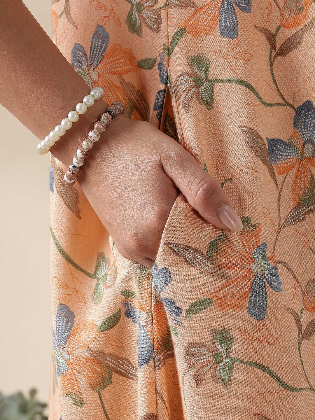 Peach Alpine Nighty for Women with Lace Detailing