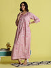 Candy Pink Alpine Embroidered Floral Nighty for Women