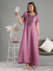 Sadabahar Onion Pink Embroidered Alpine Nighty with Soft Alpine Fabric