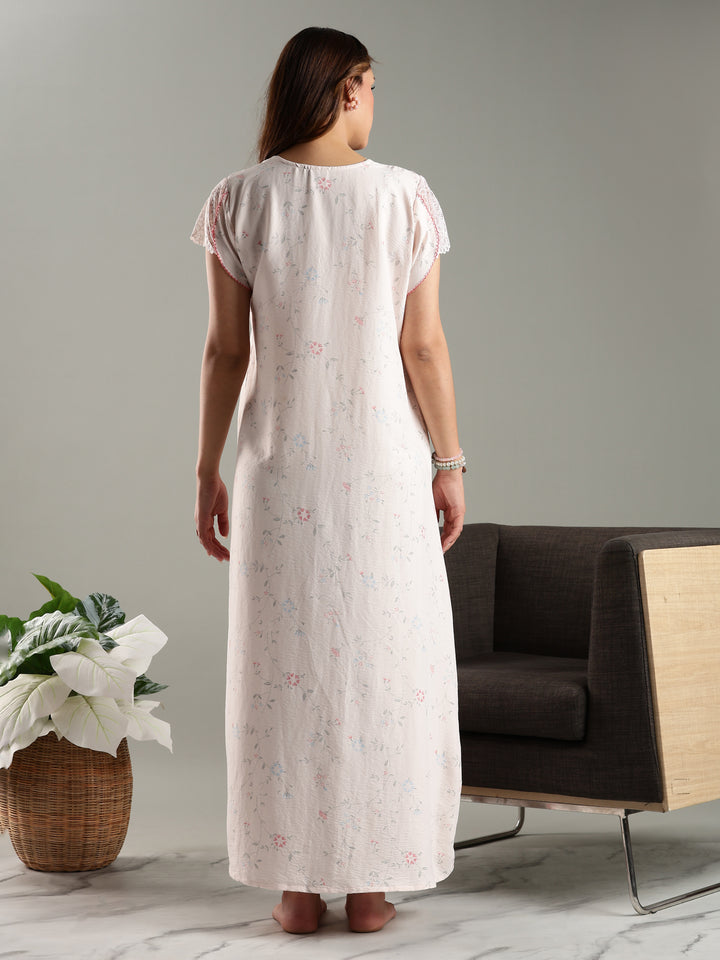 Blush Pink Bamboo Cotton Night Gown for Women
