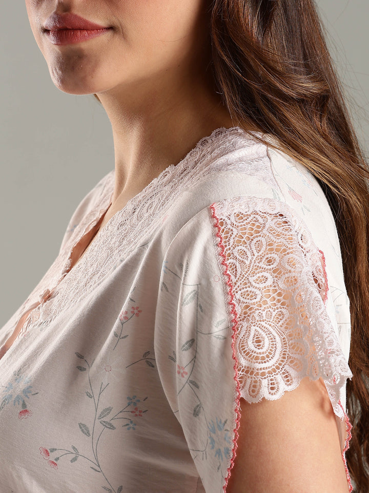 Blush Pink Bamboo Cotton Night Gown for Women