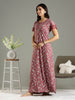 Petal Pink Hosiery Cotton Floral Zip Nighty For Women