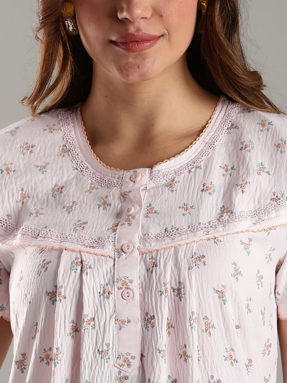 Pink Women’s Nightdress in Bamboo Cotton with Pocket