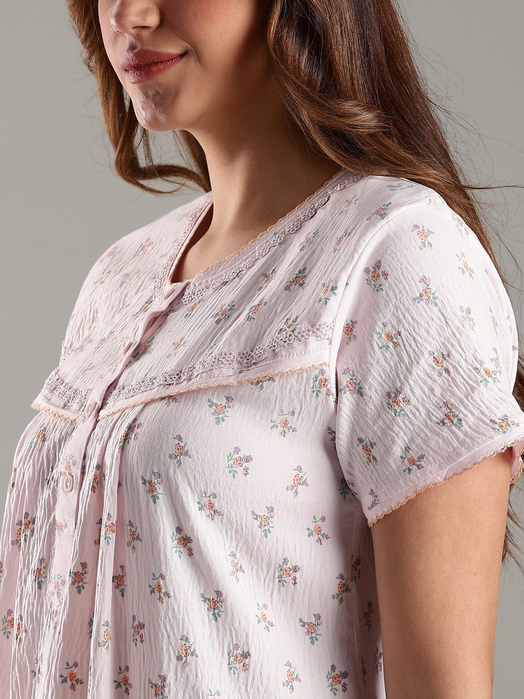 Pink Women’s Nightdress in Bamboo Cotton with Pocket