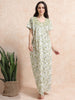 Cotton Floral Embroidered Green Nighty for Women Full Length Comfort