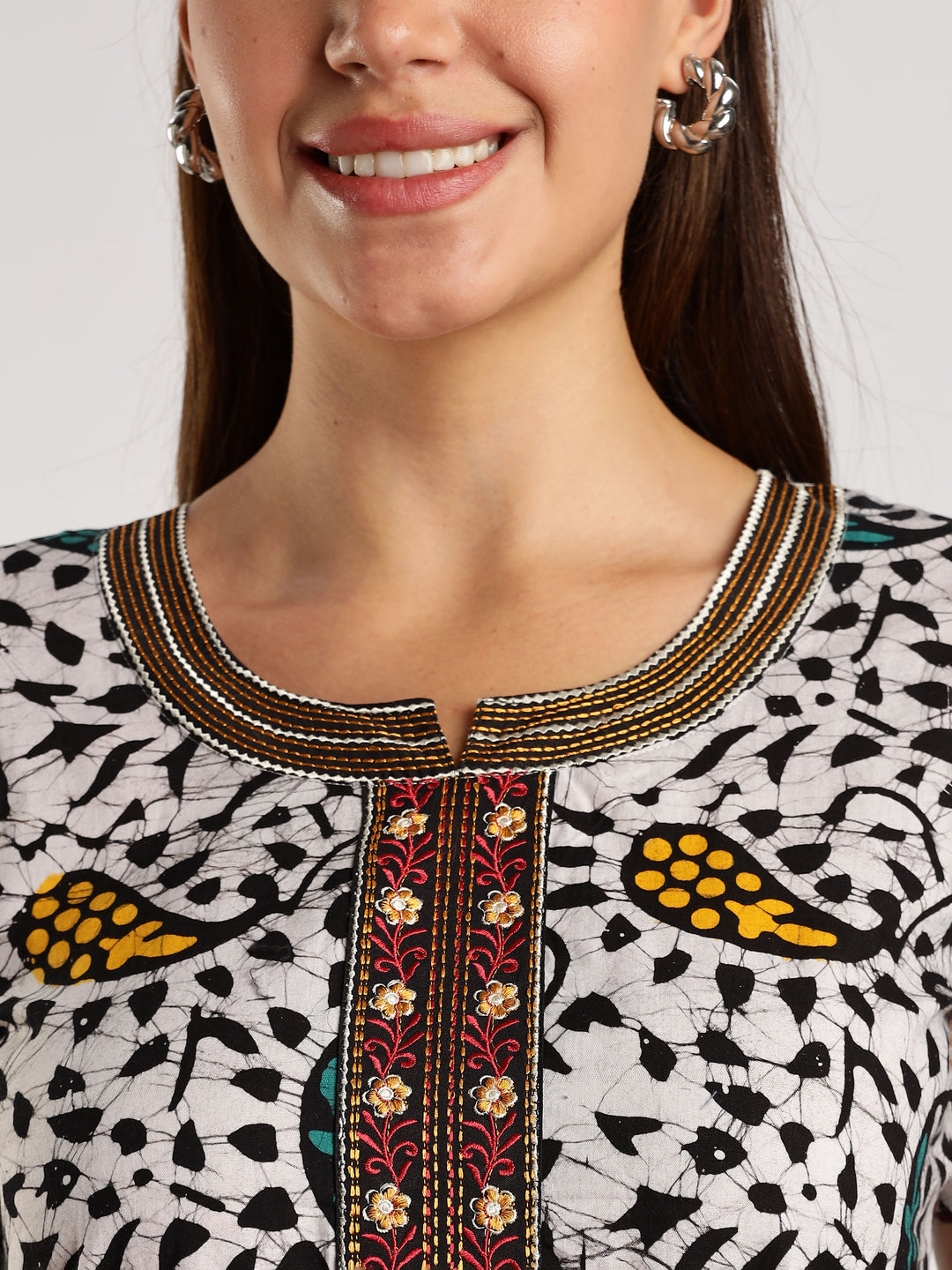 Pure Cotton Leaf Print Batik Nighty for Women