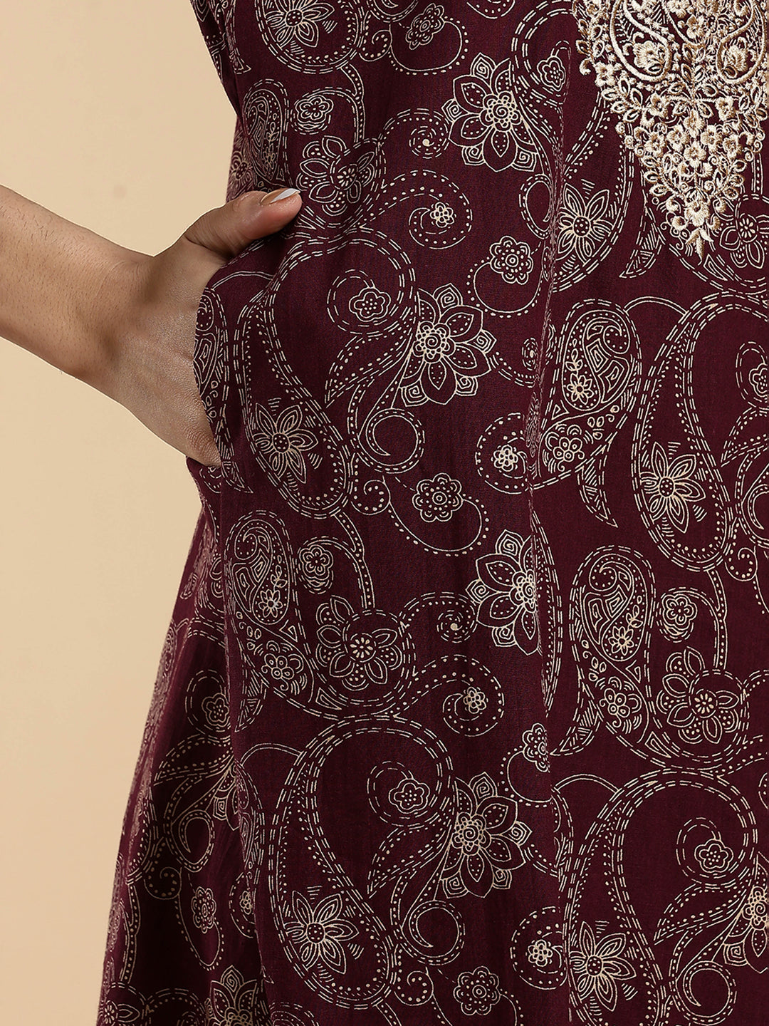 Festive Purple Shine Jaipuri Cotton Nighty for Women