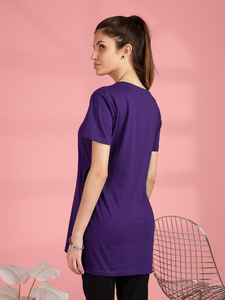 Purple Cotton Yoga T-Shirt for Women