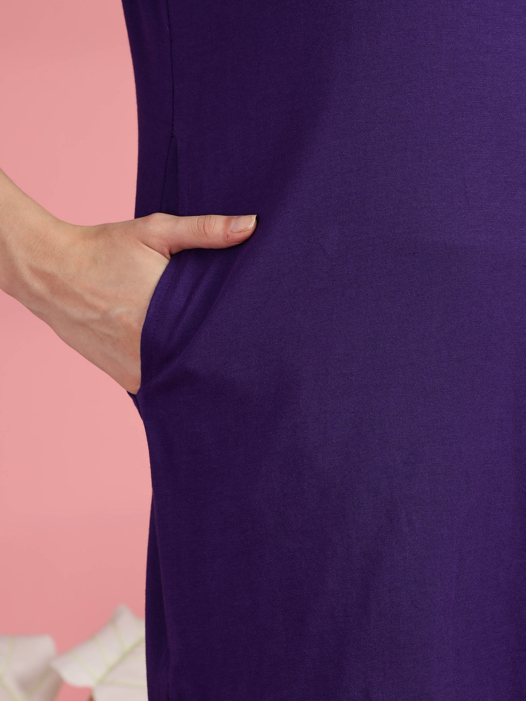 Purple Cotton Yoga T-Shirt for Women