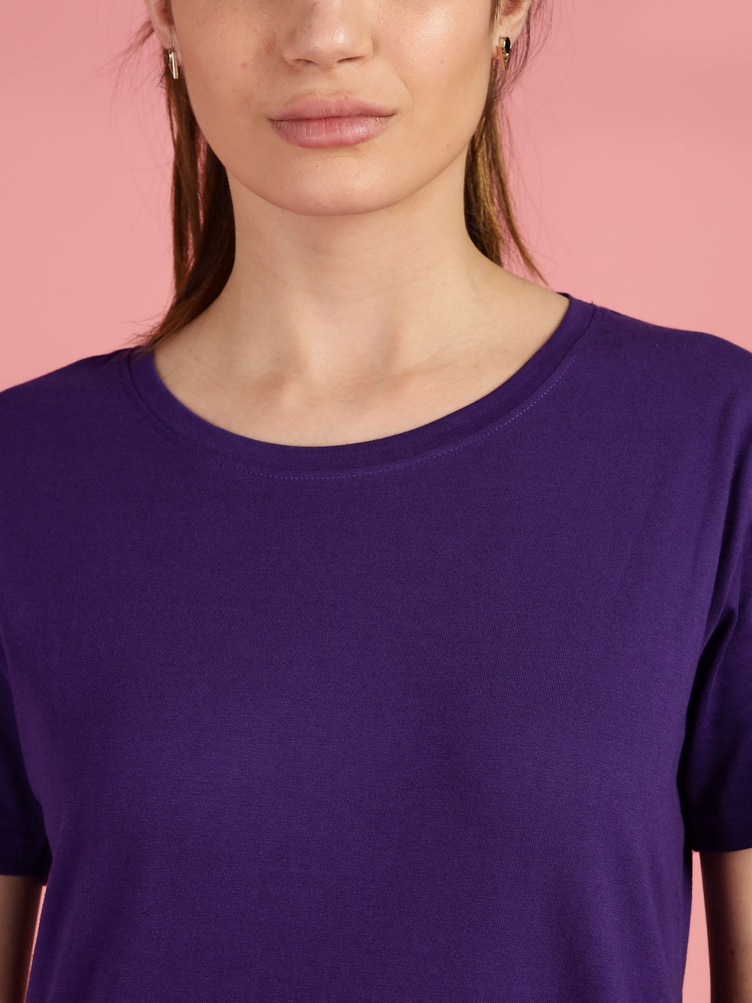 Purple Cotton Yoga T-Shirt for Women