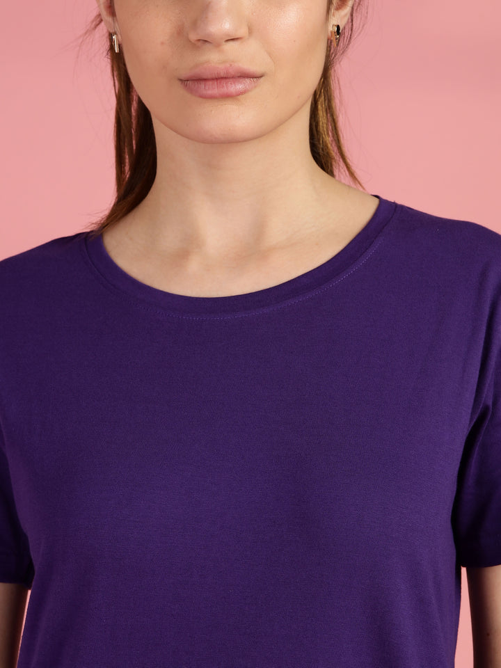 Purple Cotton Yoga T-Shirt for Women