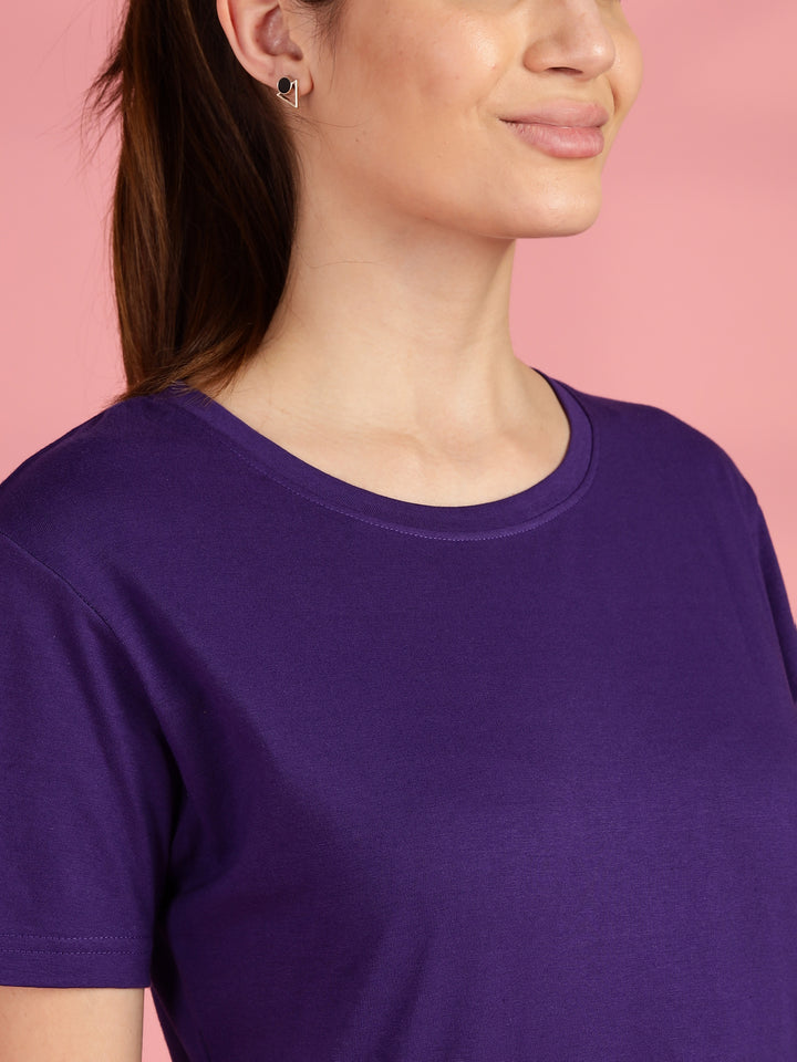Purple Cotton Yoga T-Shirt for Women