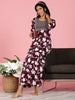 Luxurious Purple Jaipuri Cotton Nighty Embroidered Patch