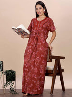 Alpine Designer Floral Red Print Nighty For Women