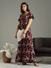 Hosiery Cotton Abstract Print Zip Nighty Abstract Red
