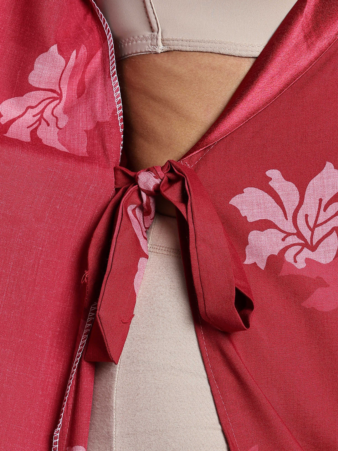 Red Floral House Coat for Women
