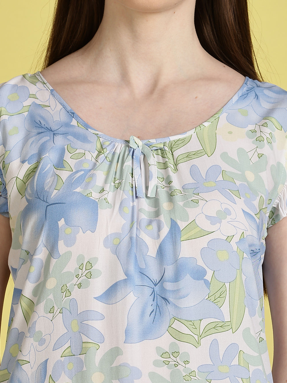 Sea Blue Rayon Sleeveless Nighty for Women