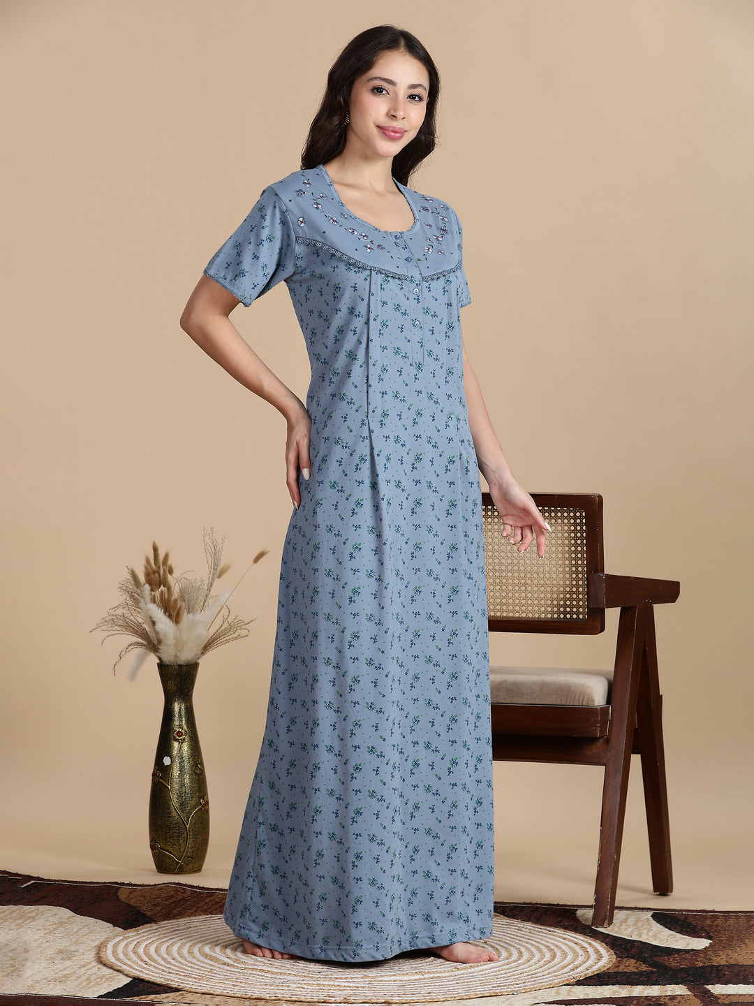 Feeding Nightdress for Women in Sky Mist Blue