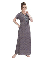 Biscuit Leaf Print Hosiery Cotton Designer Nighty for Women