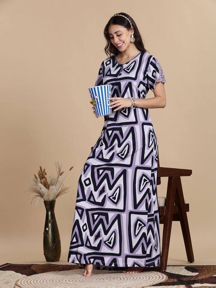 Violet Dream Hosiery Cotton Night Dress for Women