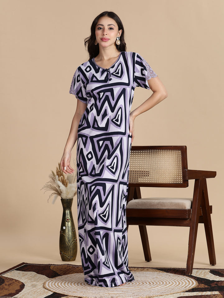 Violet Dream Hosiery Cotton Night Dress for Women