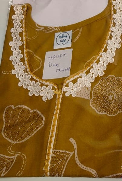 Alpine Floral A Line Nighty in Daisy Mustard with Zip