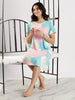 Gloss Malai Abstract White Printed Short Nighty with Pocket – Soft Lycra Jersey Comfort