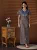 Pure Cotton Kalamkari Print Blue Nighty for Women Printed A Line