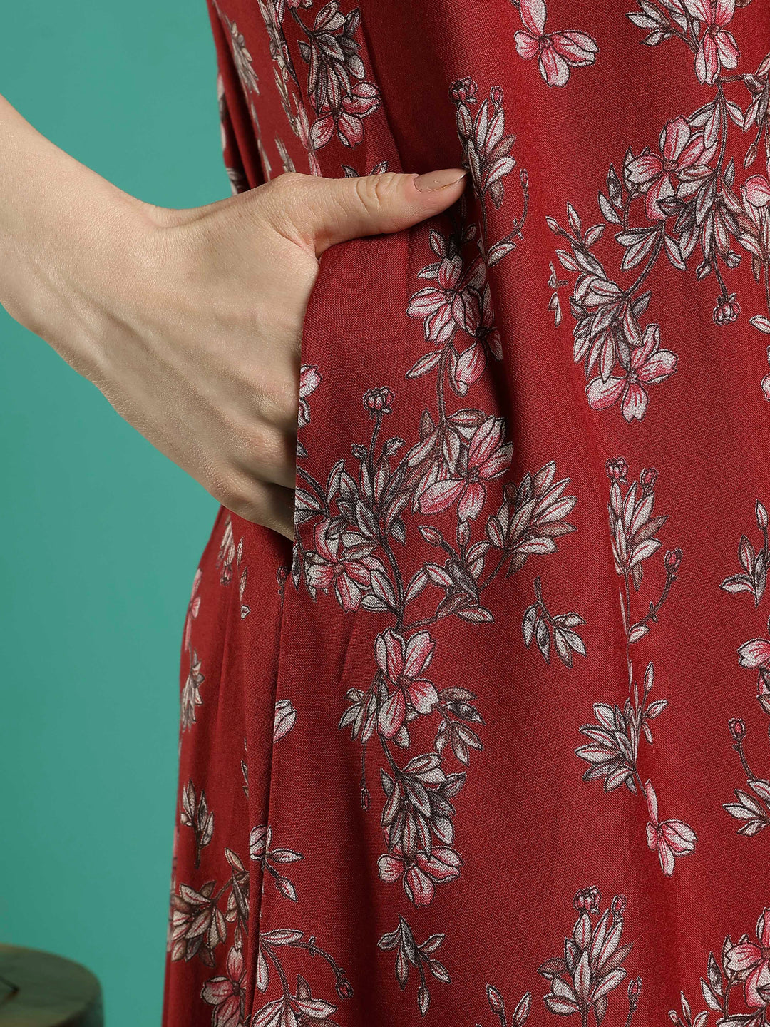 A-line perfect fit rust floral alpine nighty for women