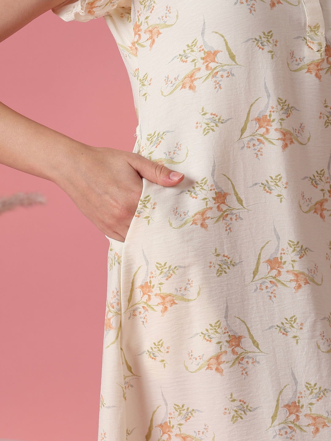 Dreamy yellow floral A line nightdress for women online