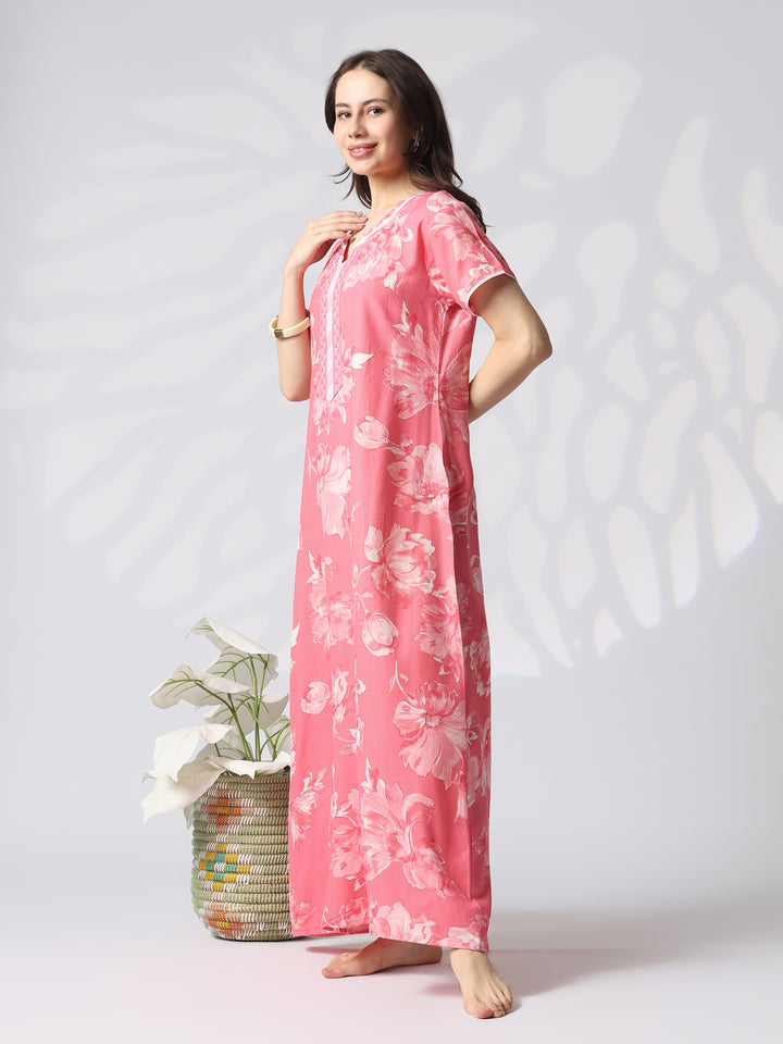Floral alpine a line nighty dress for women online