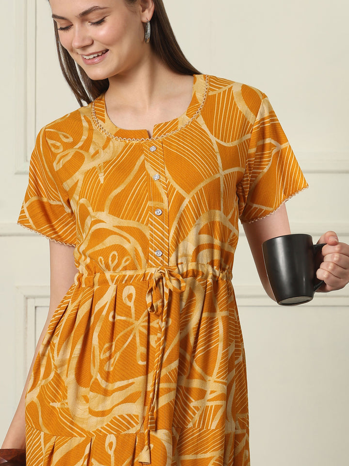 Geometric frock style designer nighty for women online