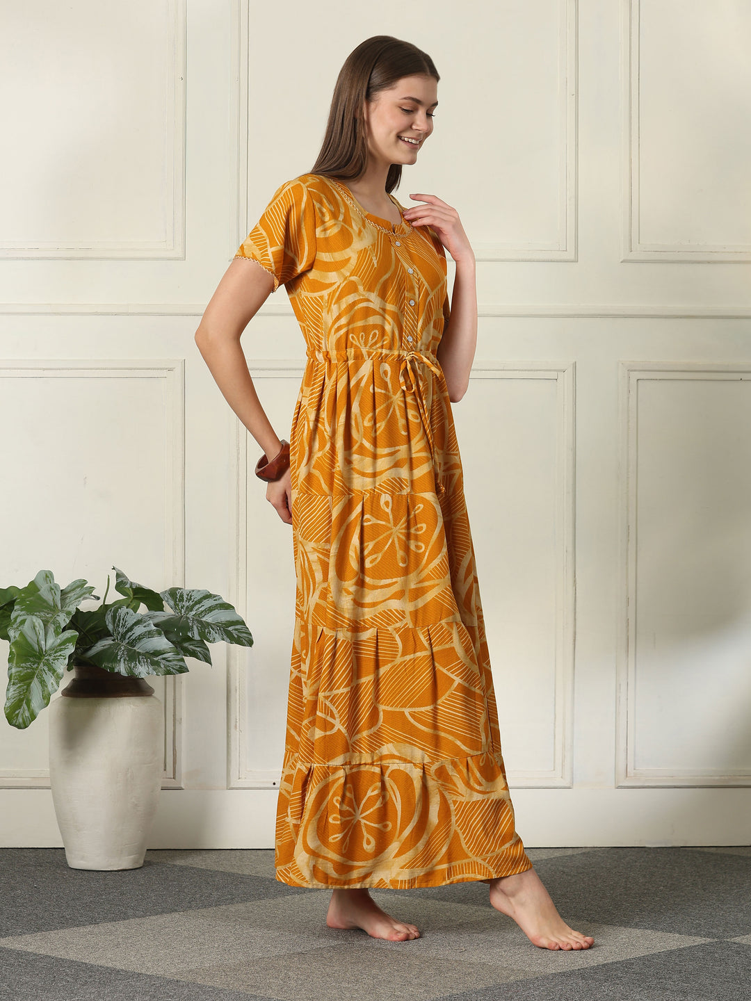 Geometric frock style designer nighty for women online