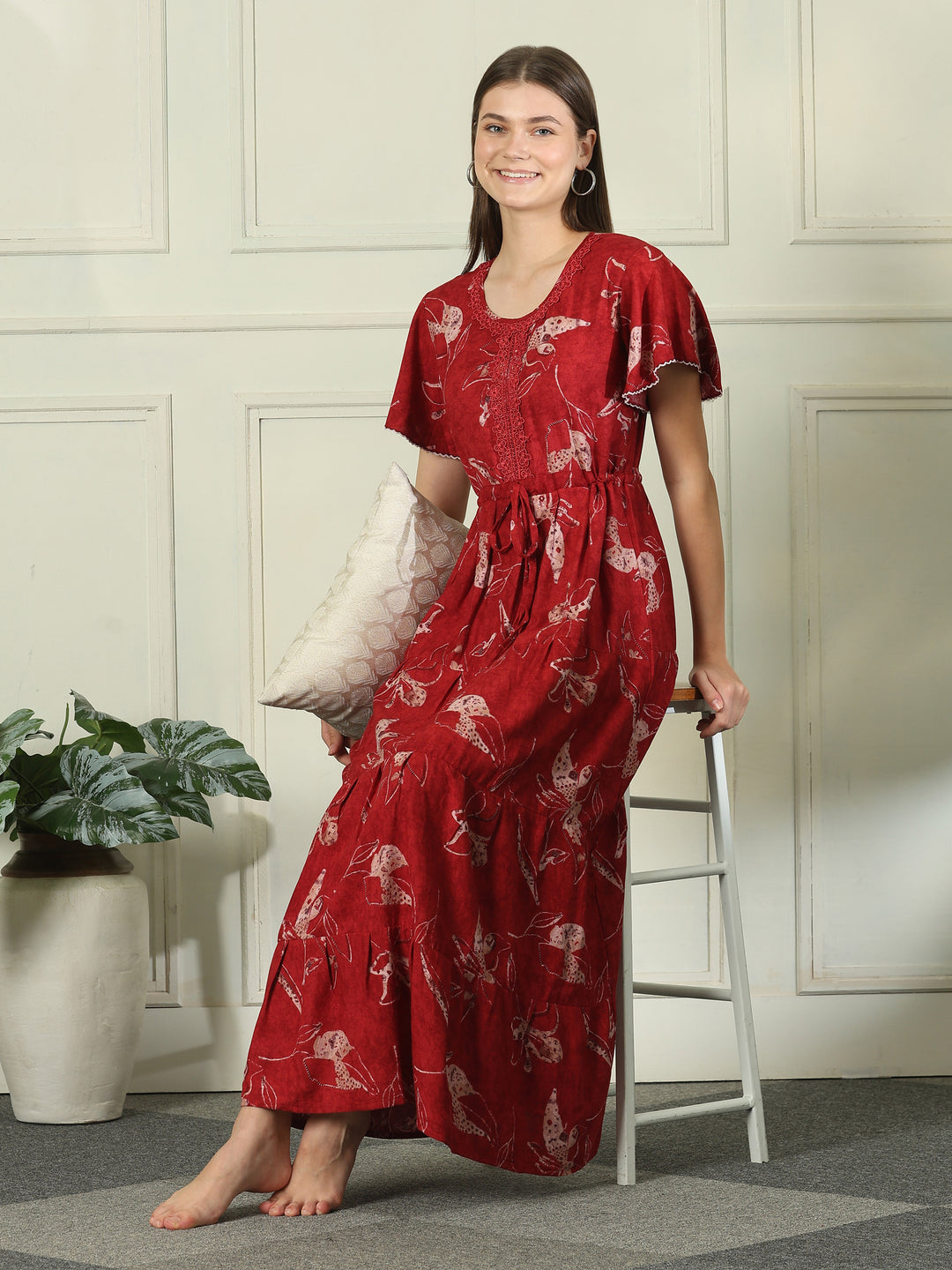 Alpine designer nighty for women with drawstring waist
