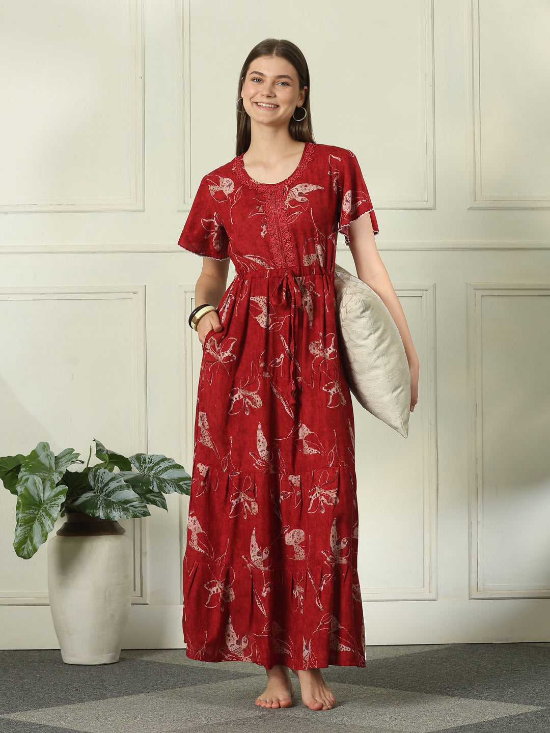Alpine designer nighty for women with drawstring waist