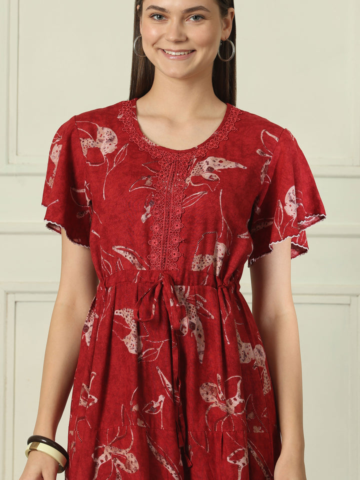Alpine designer nighty for women with drawstring waist